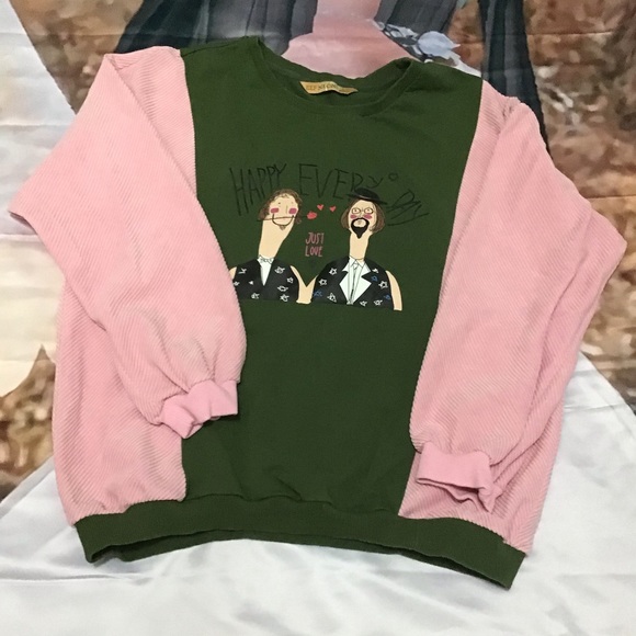 ELF SACK Boho Color Block Corduroy Crew Tee RARE - Picture 15 of 16